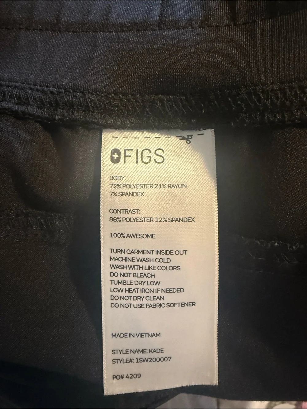Figs Black Kade Technical Collection Scrub Pant